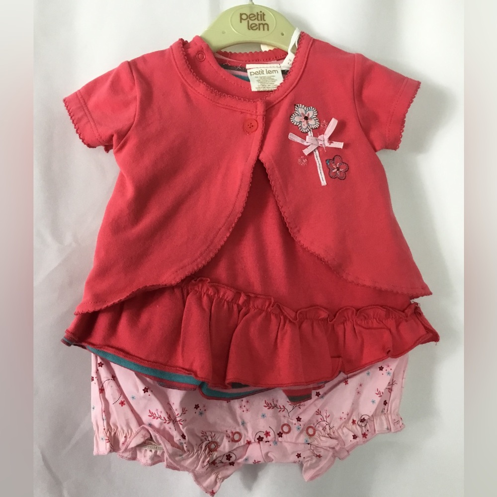 Petit Lem Baby Girl Romper 3 Piece Size 3 Month New